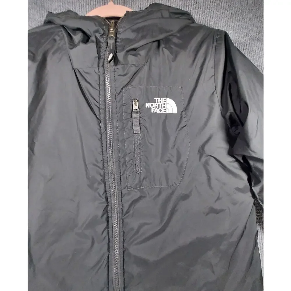The North Face Boys Reversible Hooded Full Zip Puffer Jacket Gray/Black L 14/16